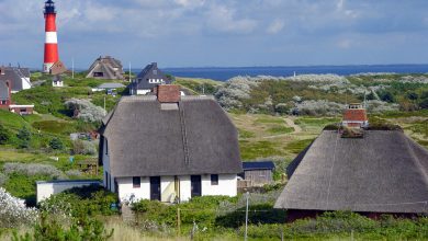 Sylt Leuchtturm Sylt Hörnum mit Häusern